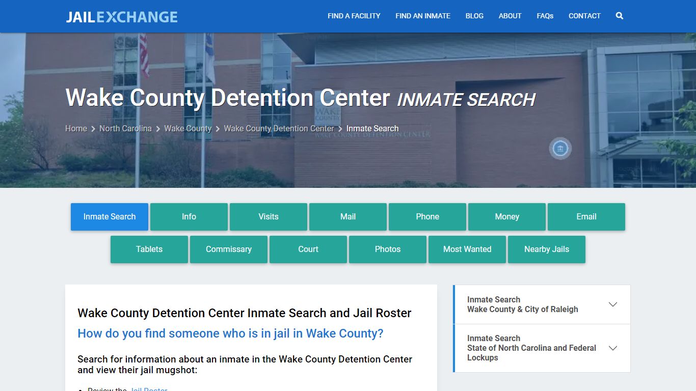 Wake County Detention Center Inmate Search - Jail Exchange